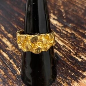 Gold Textured Nugget Ring - men & Women's Fashion Jewelry